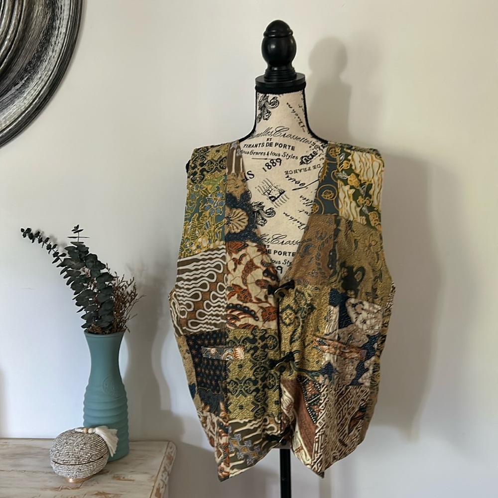 Vintage Ron Jon Eclectic Boho Patchwork Vest One … - image 1